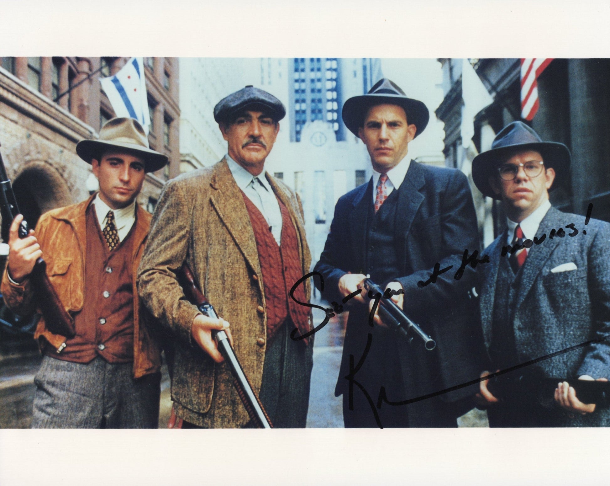 Kevin Costner Signed Photo 8x10 in Untouchables, Personalized “See You at the Movies!”
