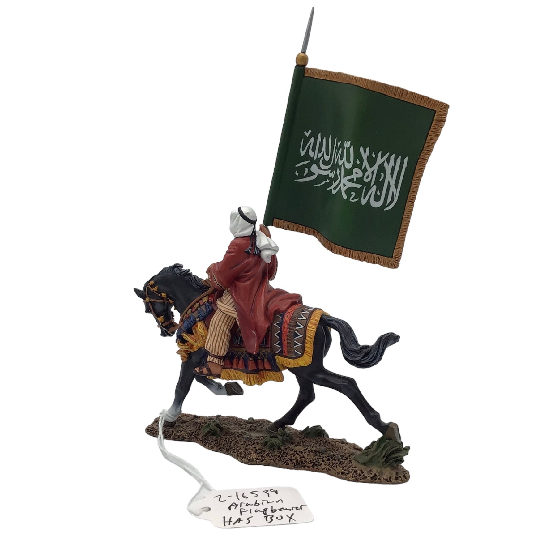 King & Country's Arabian Flagbearer on Horse, Hand Cast & Painted Figure, LOA004