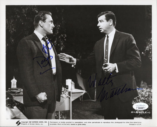 Kirk Douglas and Walter Matthau Signed Photo 8x10, Kirk Douglas Autograph and Walter Matthau Autograph in Strangers When We Meet B&W, JSA and PSA Letter Double Certified Authentic UU42427