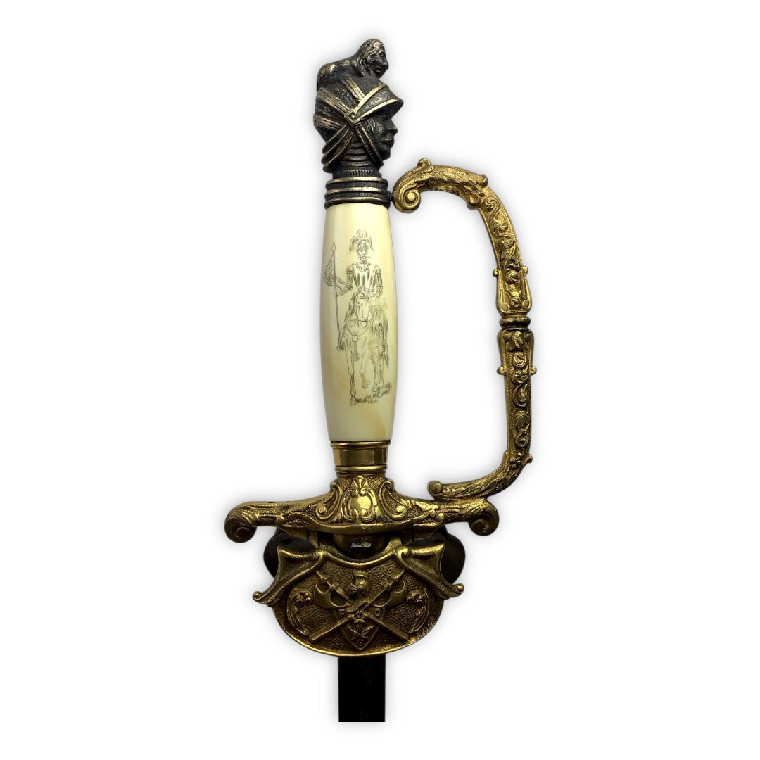 Knights of Pythias Ceremonial Sword - Named Frank V. Wade, F.C.B. Motto