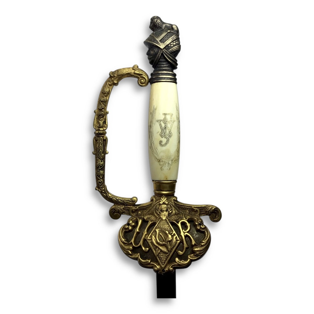 Knights of Pythias Ceremonial Sword - Named Frank V. Wade, F.C.B. Motto