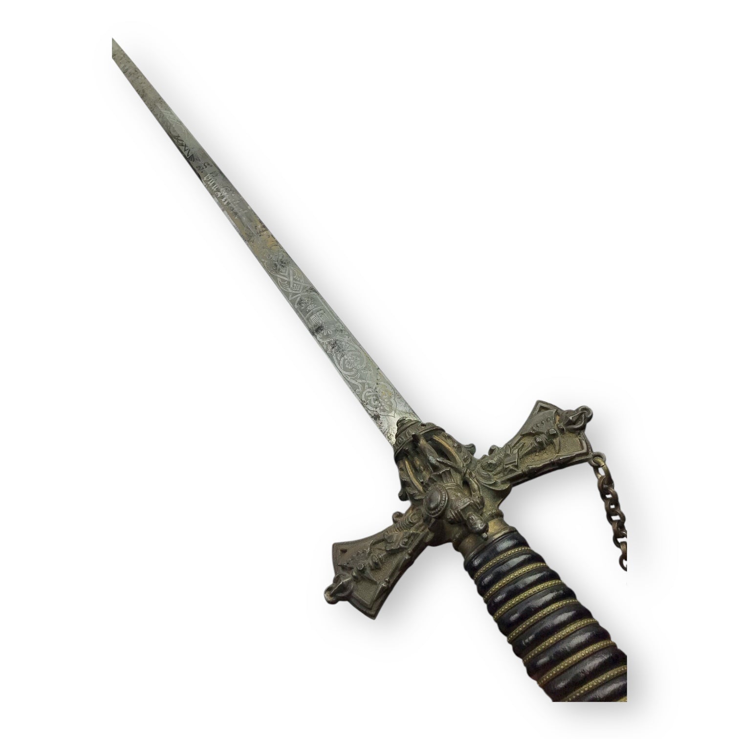 Knights of Pythias / KFM Fraternal Ceremonial Sword -Named w/ Scabbard