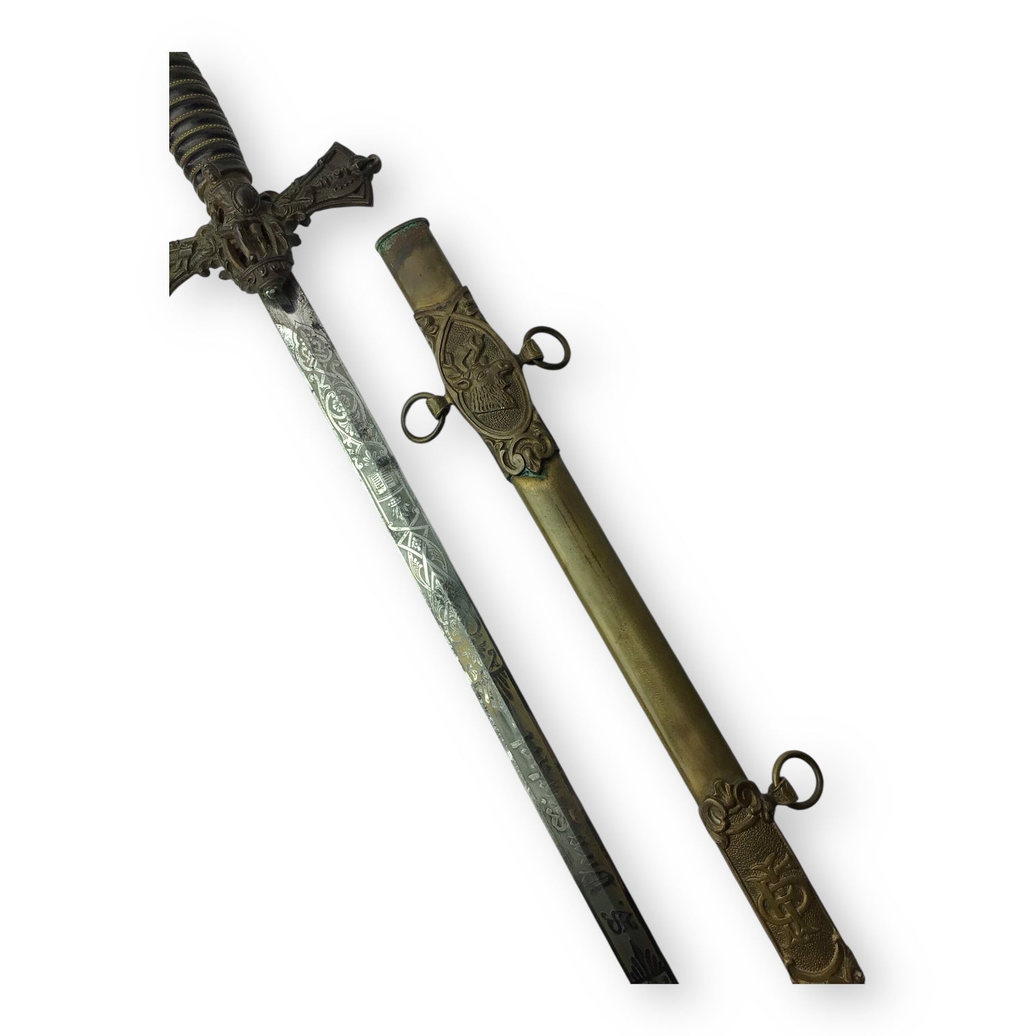 Knights of Pythias / KFM Fraternal Ceremonial Sword -Named w/ Scabbard