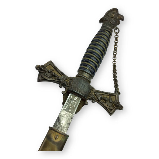 Knights of Pythias / KFM Fraternal Ceremonial Sword -Named w/ Scabbard