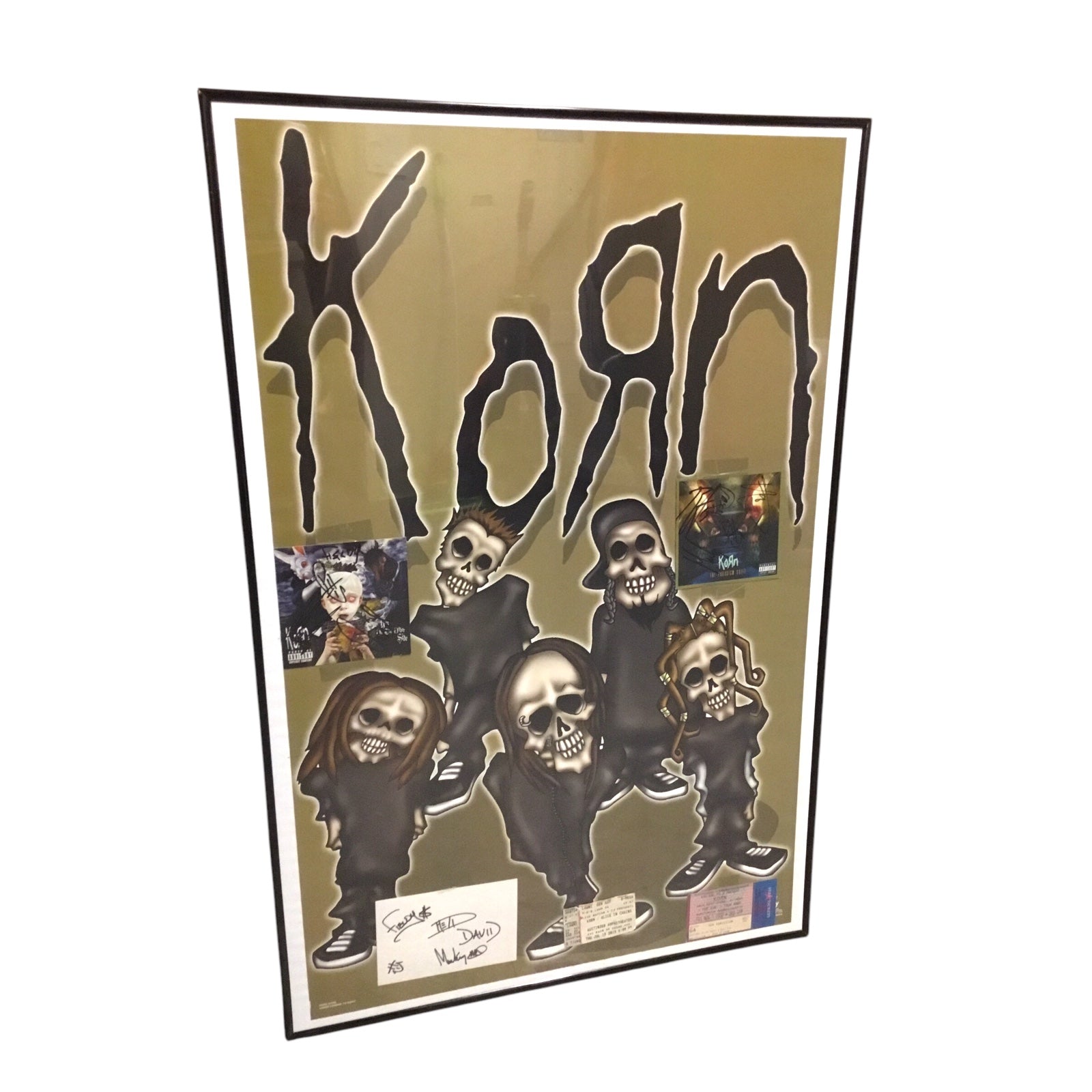 Korn Poster and Signed Photos Ticket Stubs Framed
