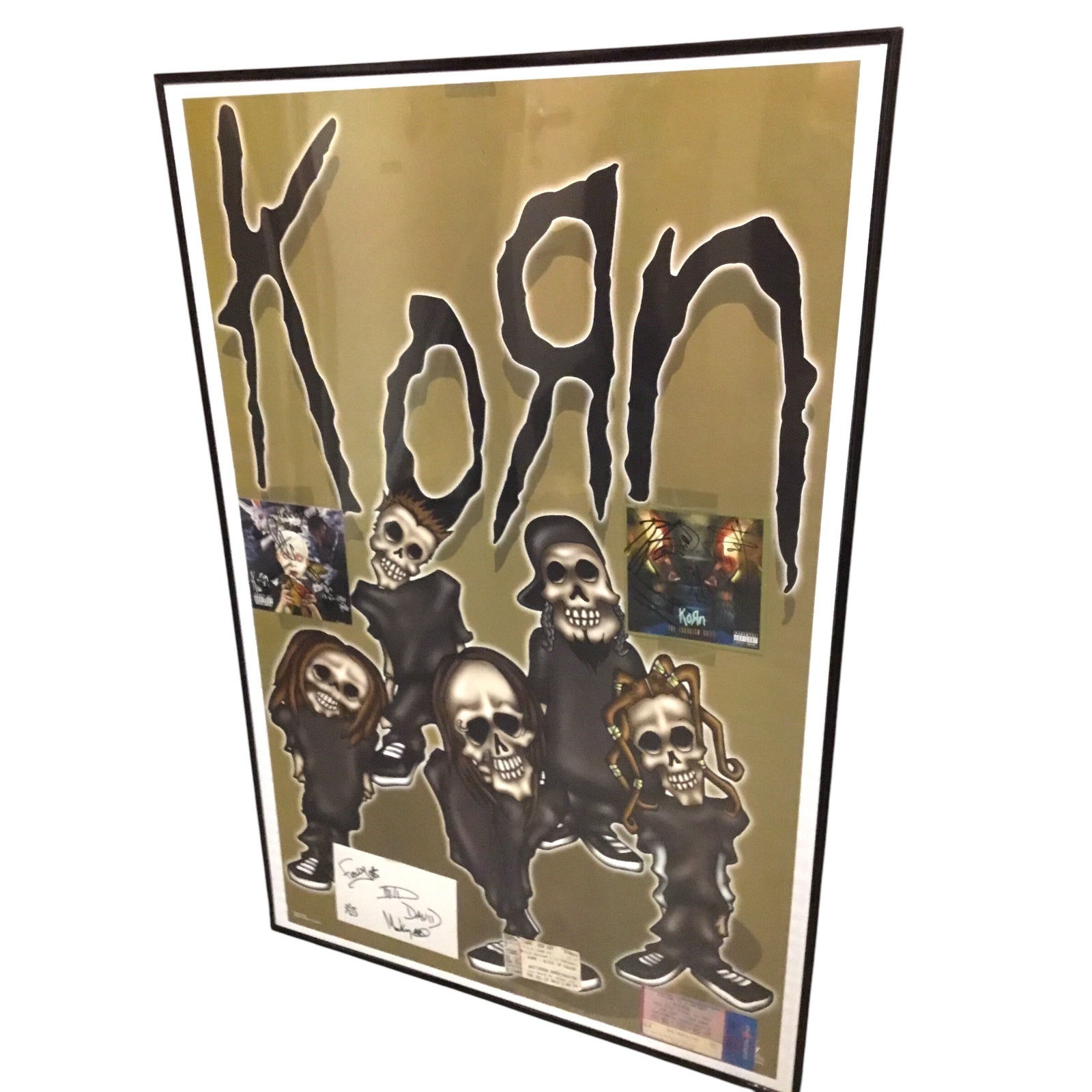 Korn Poster and Signed Photos Ticket Stubs Framed