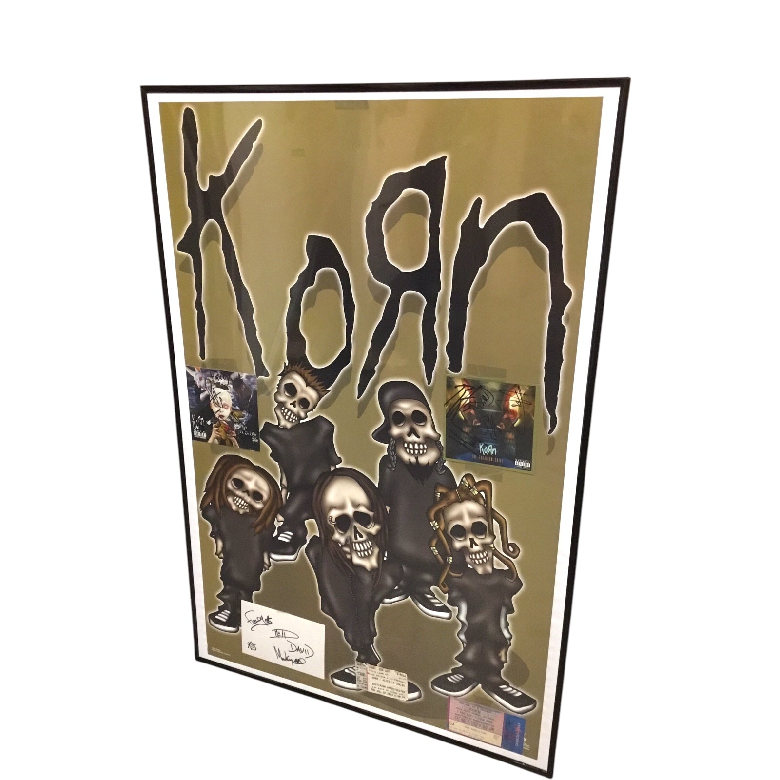 Korn Poster and Signed Photos Ticket Stubs Framed
