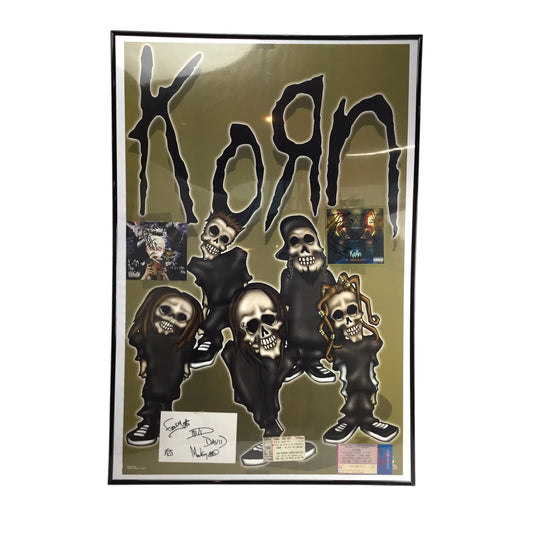Korn Poster and Signed Photos Ticket Stubs Framed