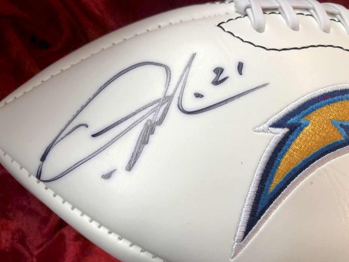 LaDainian Tomlinson Chargers Certified Authentic Autographed Football Shadowbox