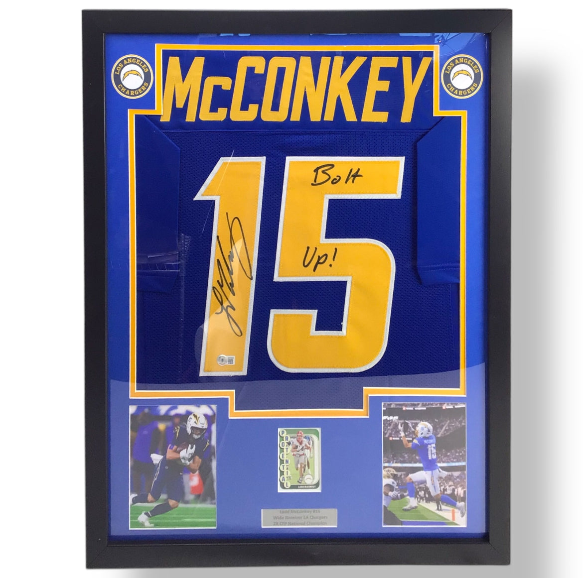 Ladd McConkey Autographed & Framed Jersey w/ Beckett Authentication