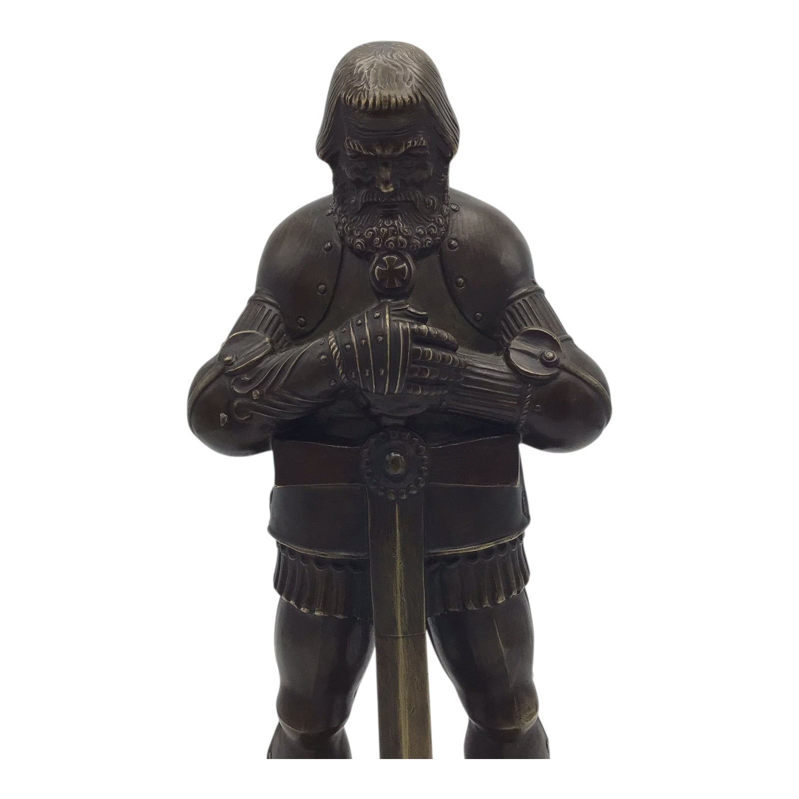 Large Imperial or Third Reich Era Solid Bronze Sculpture of a Germanic Knight