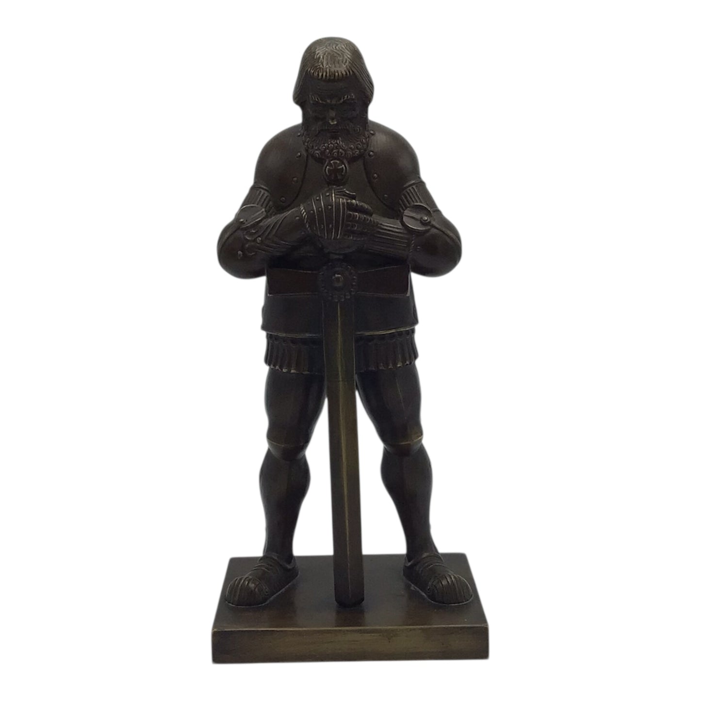 Large Imperial or Third Reich Era Solid Bronze Sculpture of a Germanic Knight