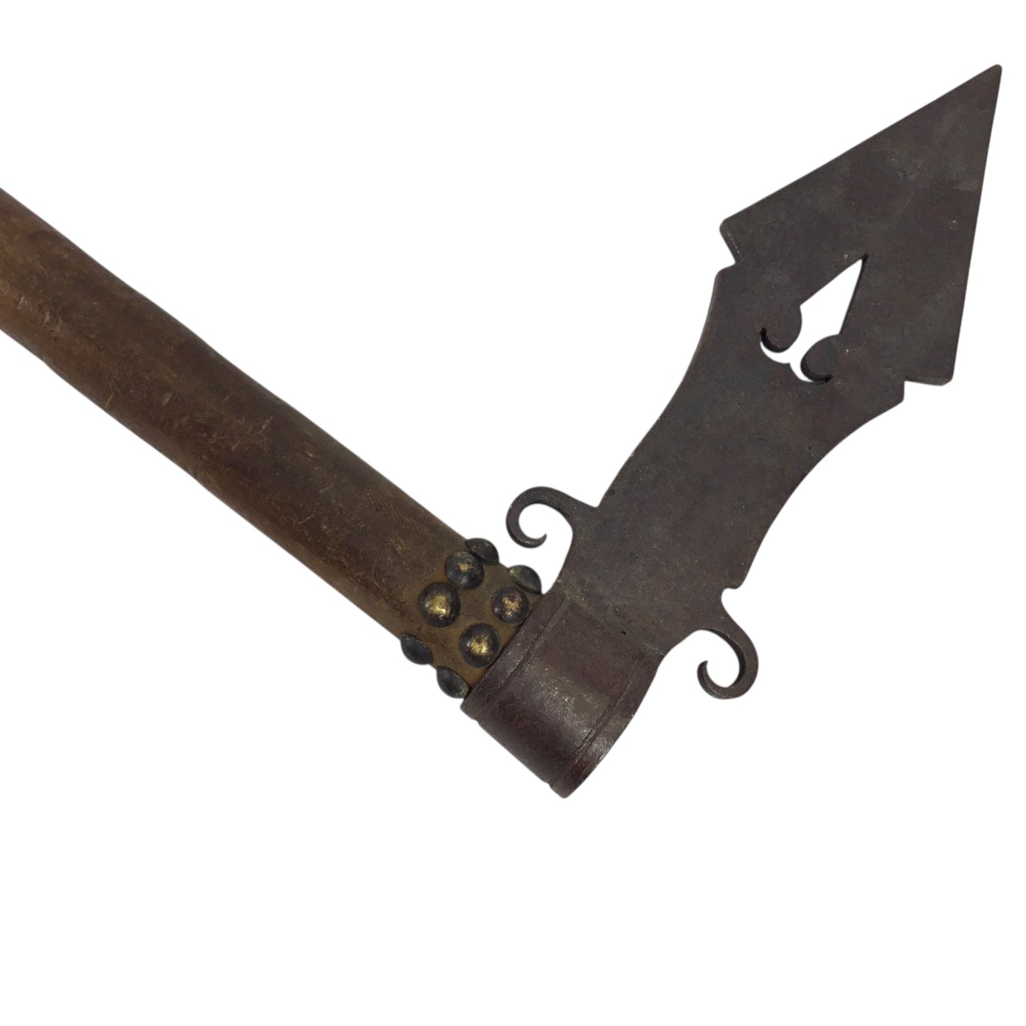 Large Native American Trade Tomahawk with Beaded and Leather Fringe Drop Indian War Period circa 1880 to 1905
