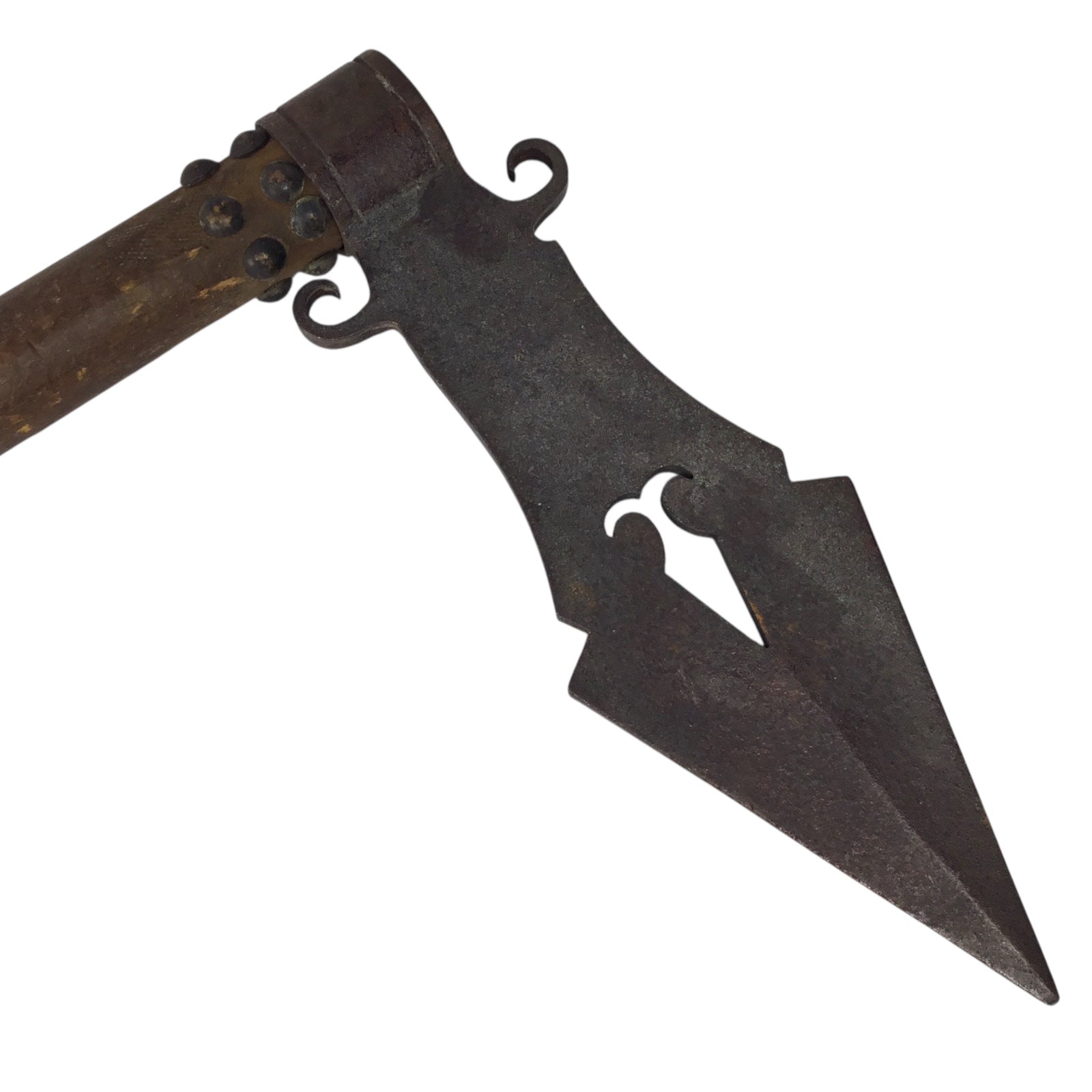 Large Native American Trade Tomahawk with Beaded and Leather Fringe Drop Indian War Period circa 1880 to 1905
