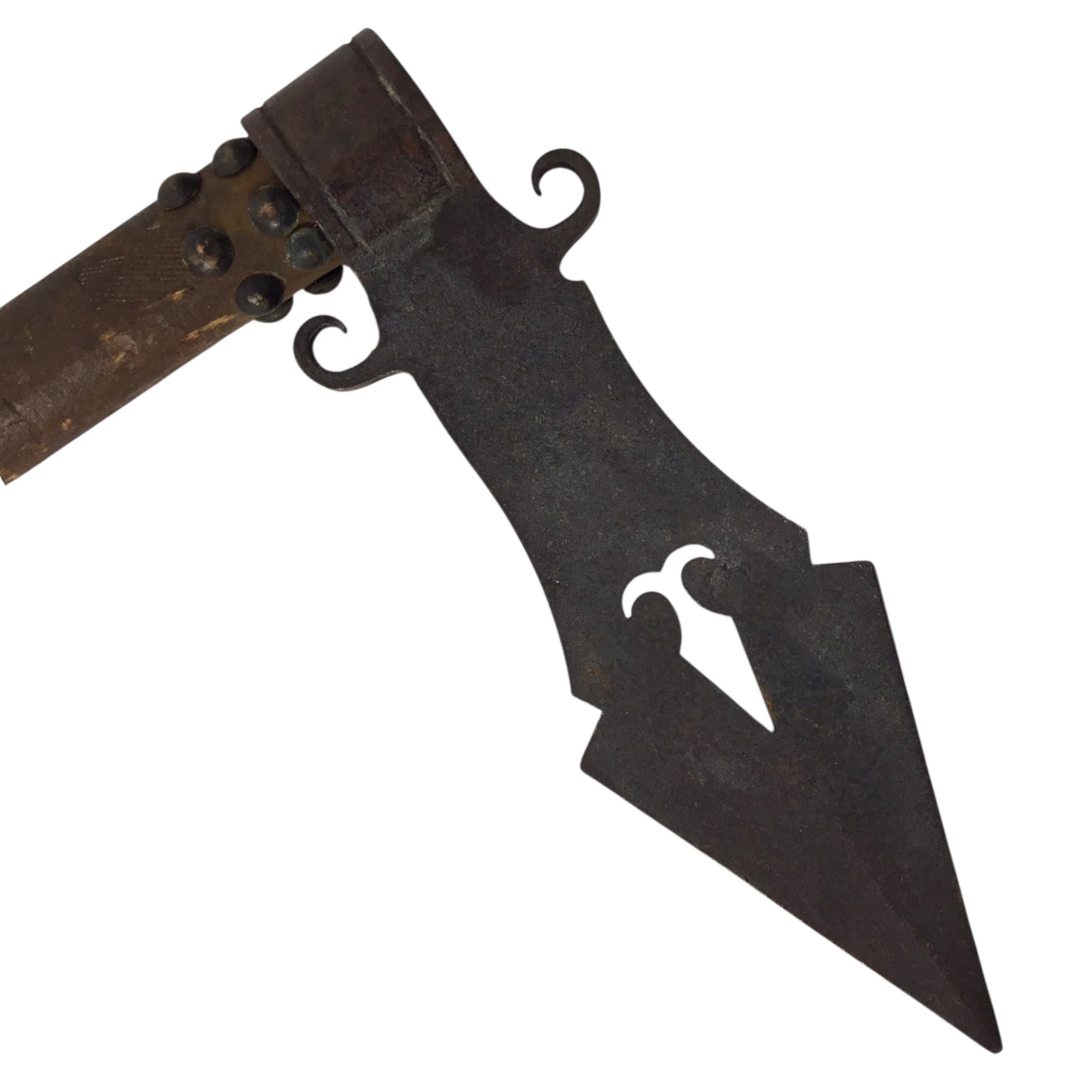 Large Native American Trade Tomahawk with Beaded and Leather Fringe Drop Indian War Period circa 1880 to 1905