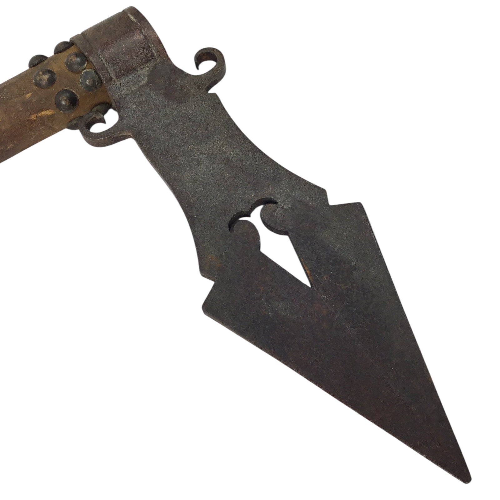 Large Native American Trade Tomahawk with Beaded and Leather Fringe Drop Indian War Period circa 1880 to 1905