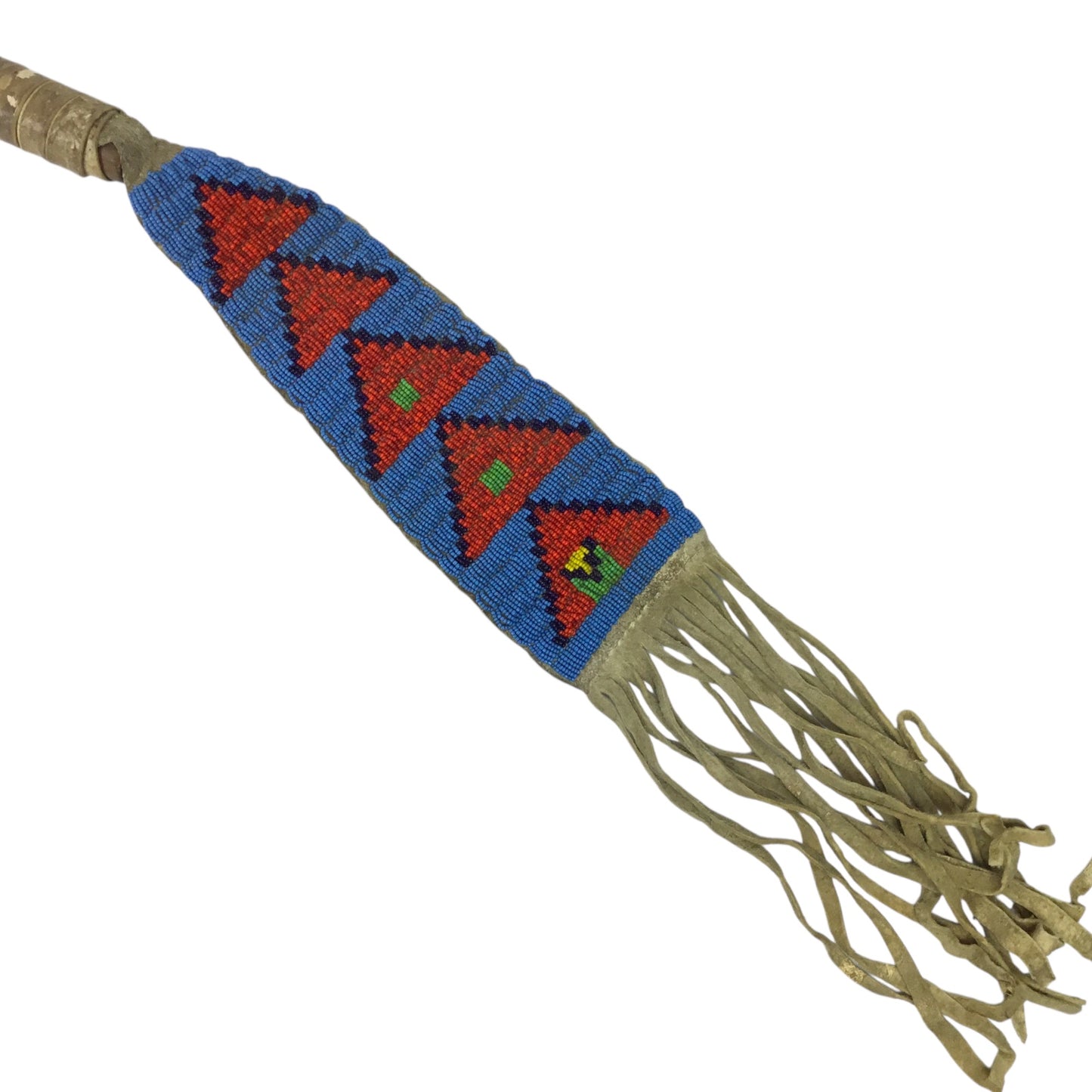 Large Native American Trade Tomahawk with Beaded and Leather Fringe Drop Indian War Period circa 1880 to 1905