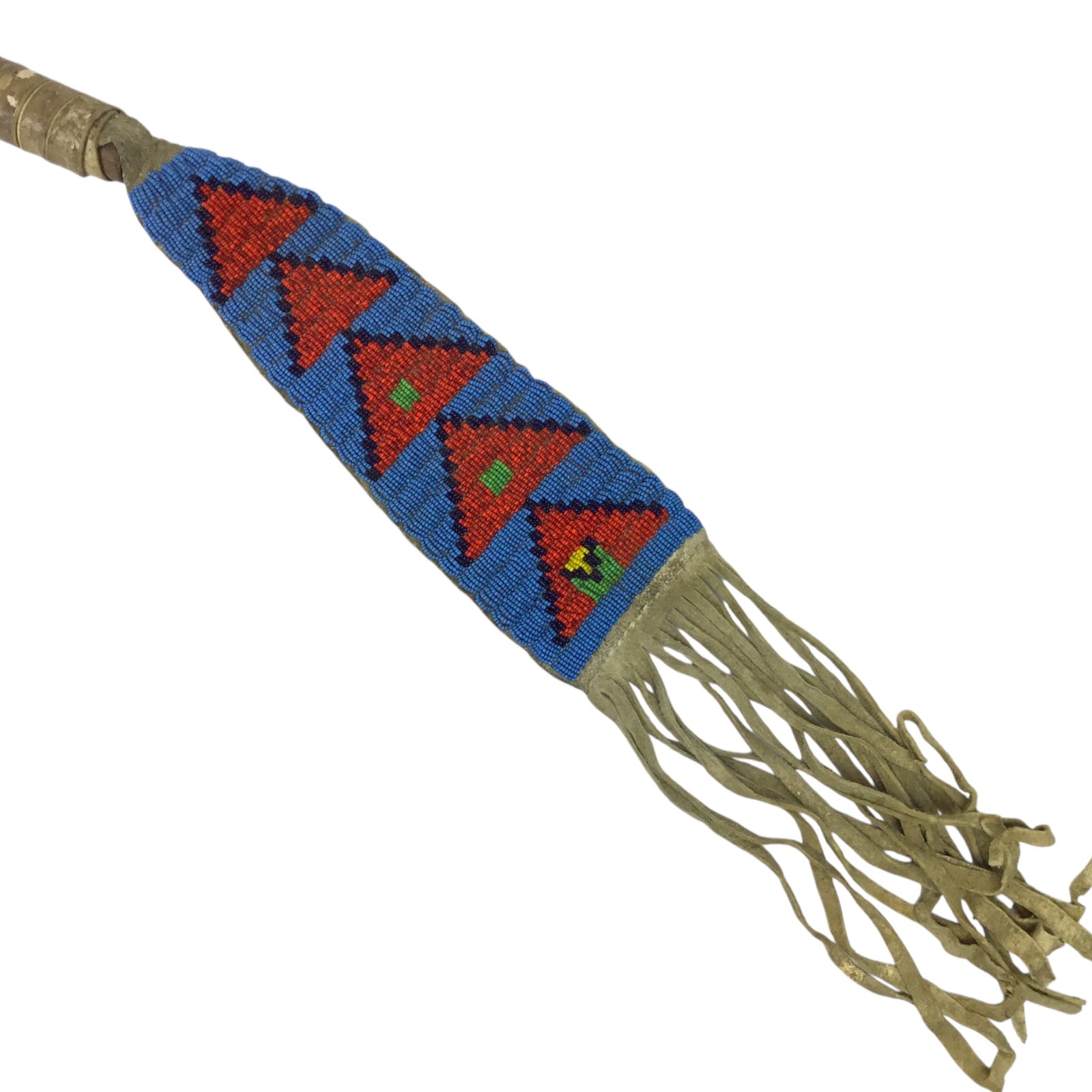 Large Native American Trade Tomahawk with Beaded and Leather Fringe Drop Indian War Period circa 1880 to 1905