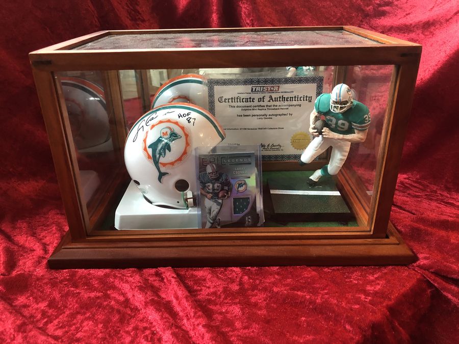 Larry Csonka Dolphins Certified Authentic Autographed Mini-helmet Shadowbox