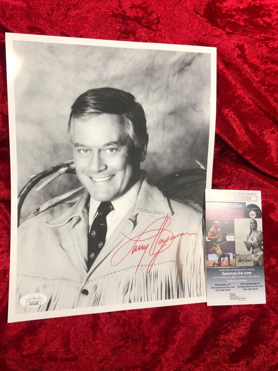 Larry Hagman 8 1/2x11 B&W Bust Autographed Photo JSA Certified