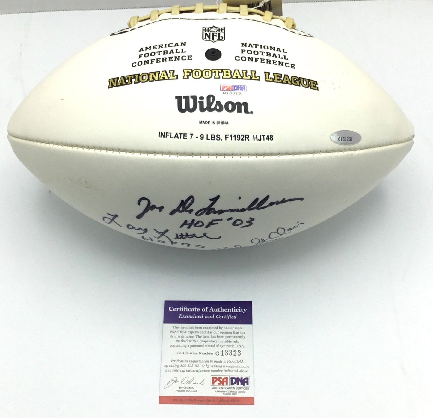 Larry Little H.O.F. 93 Authentic PSA/DNA Autographed Wilson NFL Bob St. Clair