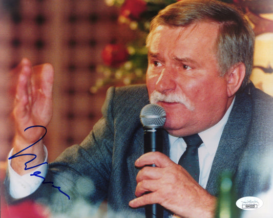 Lech Walesa First Democratic President of Poland Signed Photo 8x10, JSA and PSA Letter Double Certified Authentic UU42223