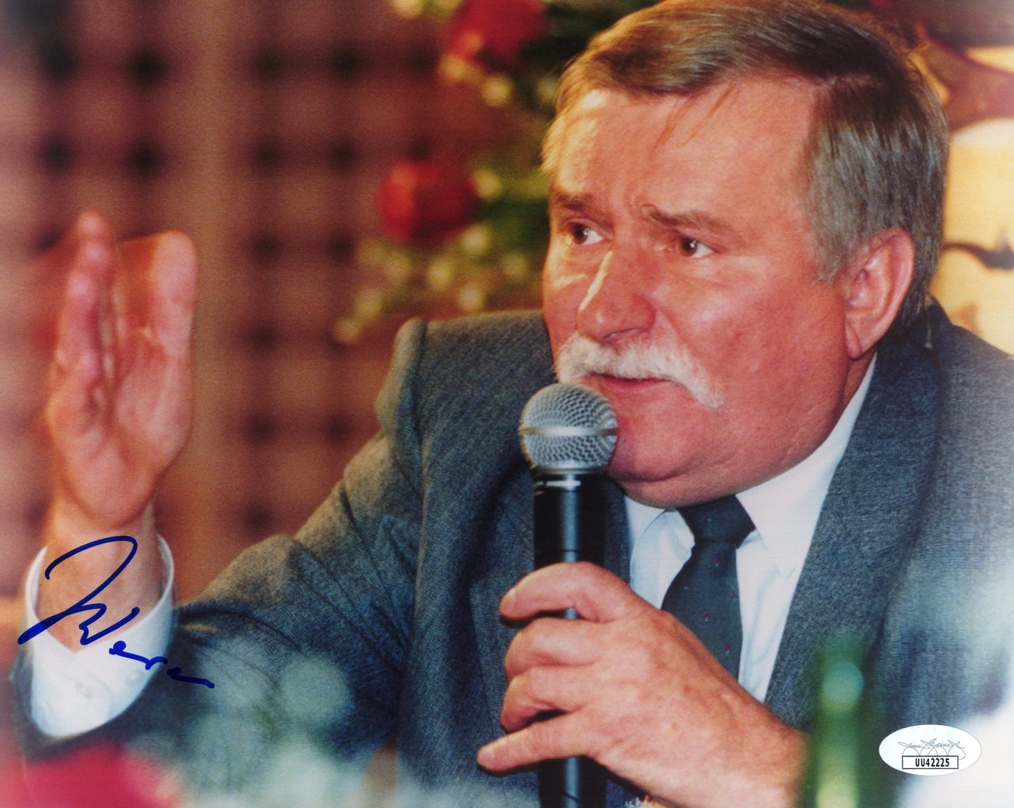 Lech Walesa First Democratic President of Poland Signed Photo 8x10, JSA and PSA Letter Double Certified Authentic UU42225