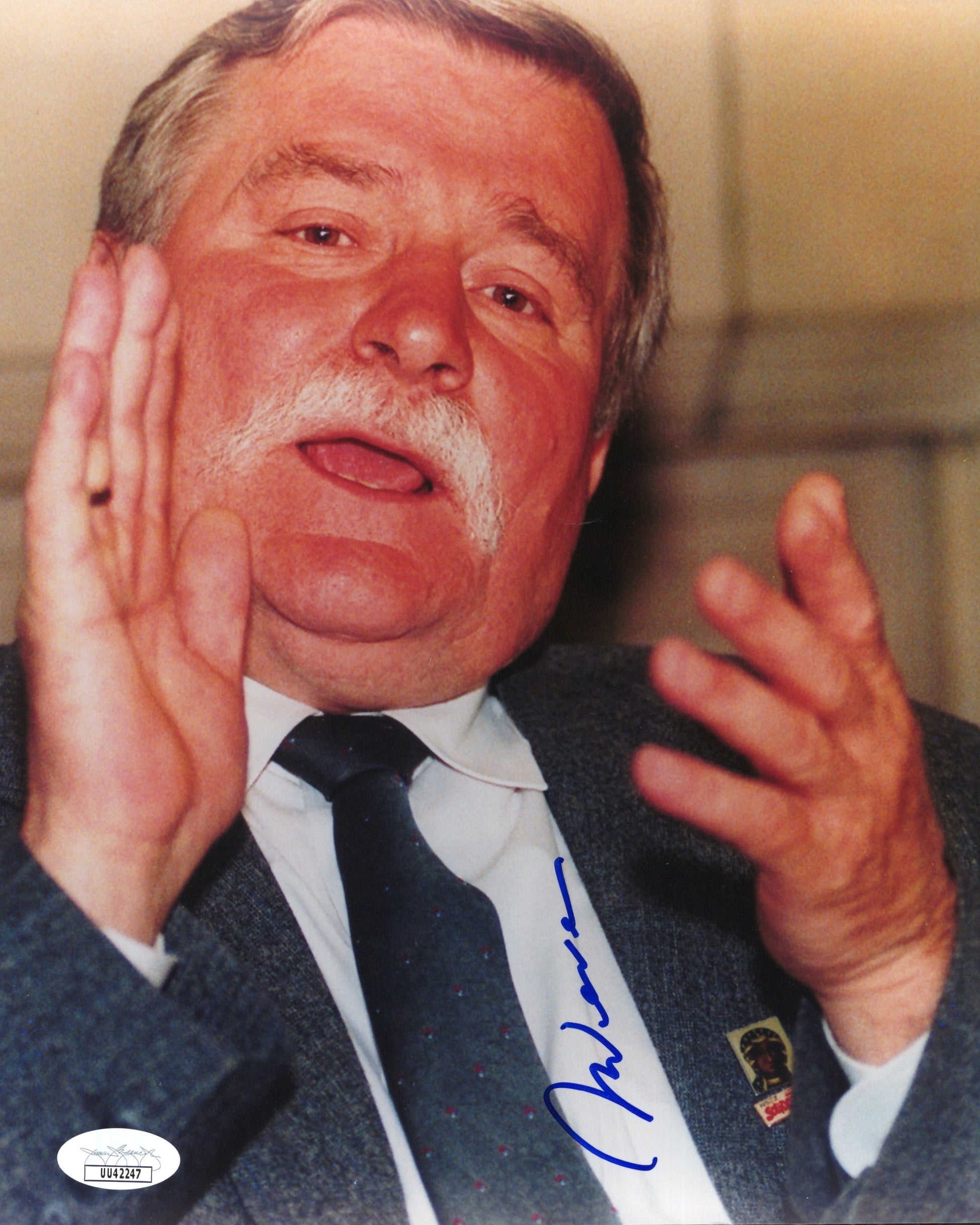 Lech Walesa Signed Photo 8x10, First Democratic President of Poland, JSA and PSA Letter Double Certified Authentic UU42247