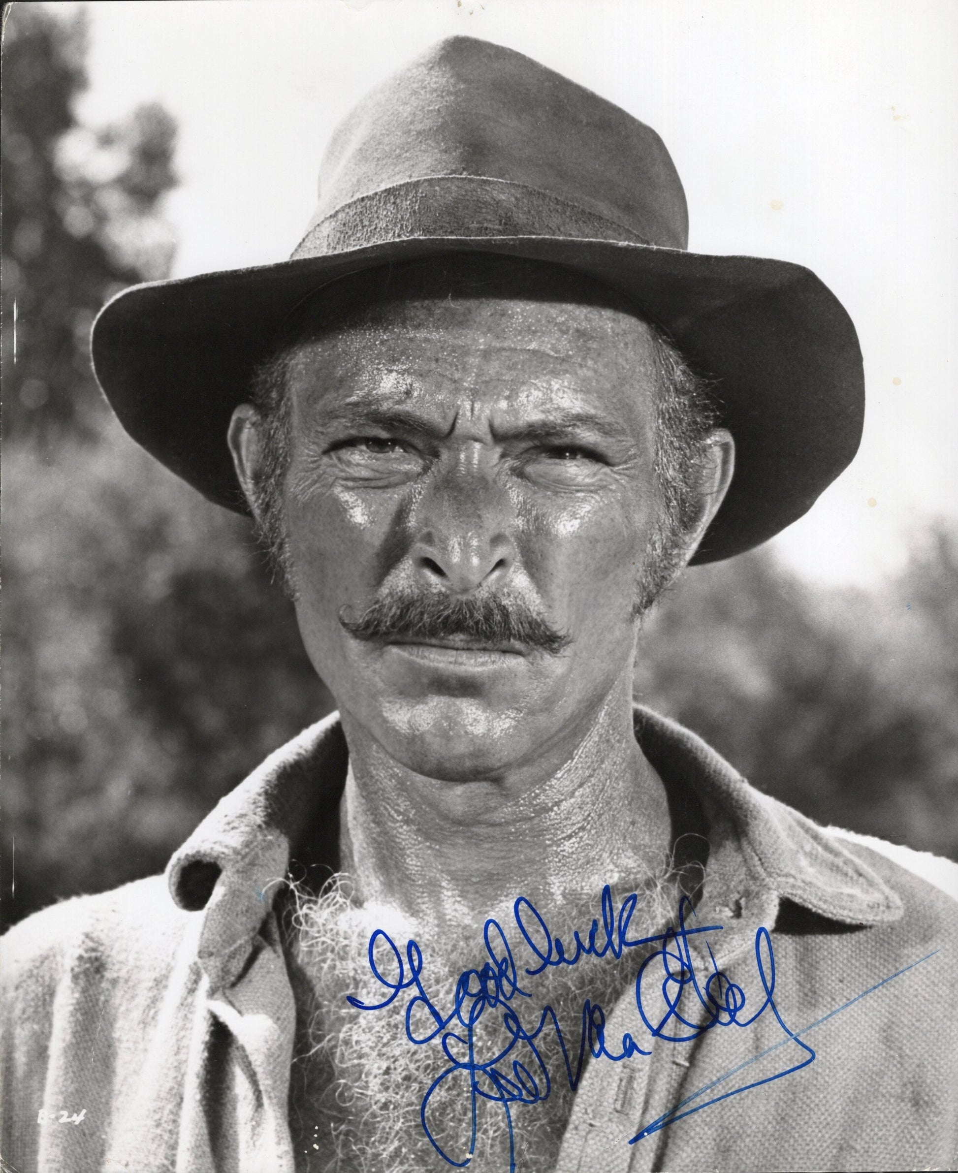 Lee Van Cleef Signed Photo 8x10 B&W, Autographed at Sportsman's Lodge 1983, Guaranteed Authentic - Christophe Stickel Autorgraphs