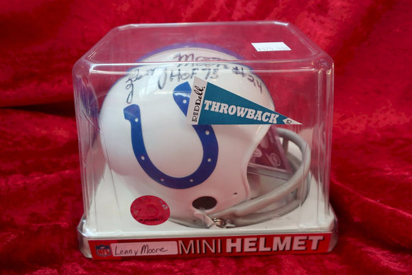 Lenny Moore Signed Colts Riddell Full Size Speed Rep Helmet w/HOF