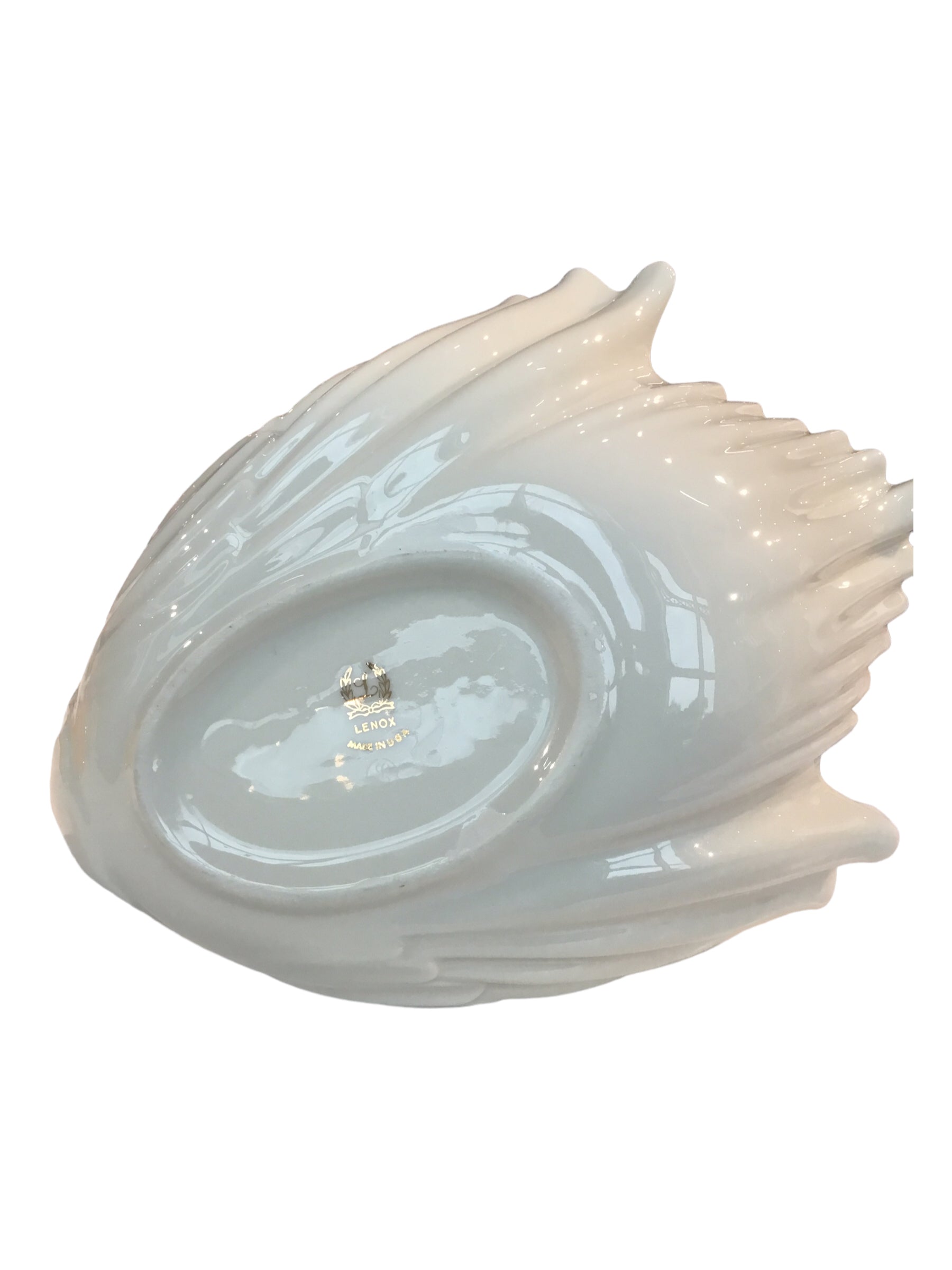 Lenox Cream Glass Swan Bowl