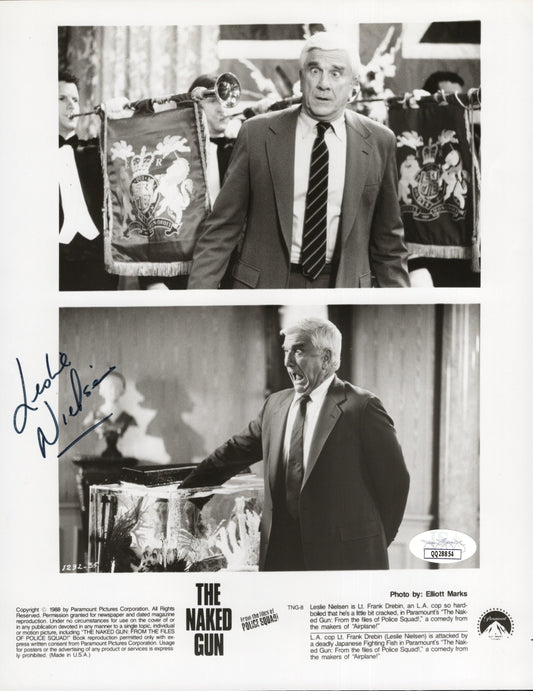 Leslie Nielsen Signed 8x10 Promo Photo B&W JSA Autograph Naked Gun Authenticated