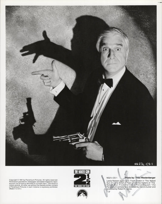 Leslie Nielsen in Naked Gun 2 1/2 Signed Photo 8x10 B&W