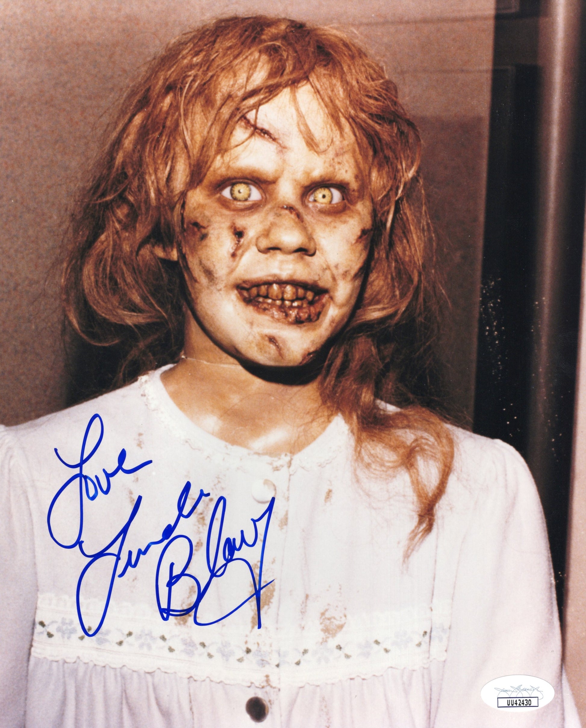 Linda Blair Signed Photo 8x10, Linda Blair Autographed as Possessed Regan MacNeil in The Exorcist, JSA and PSA Letter Double Certified Authentic UU42430