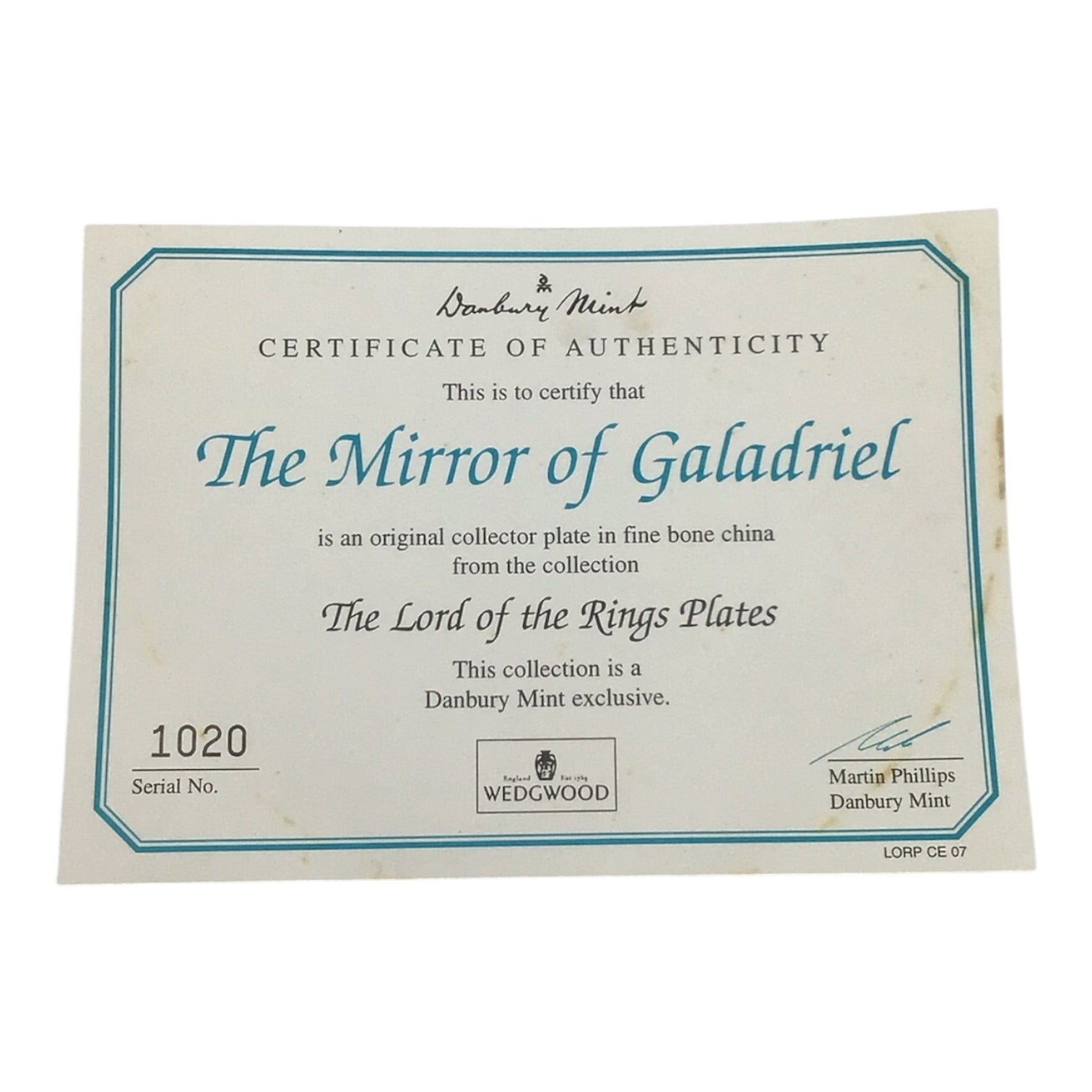LoTR The Mirror of Galadriel Limited Edition Decorative Plate - Danbury Mint