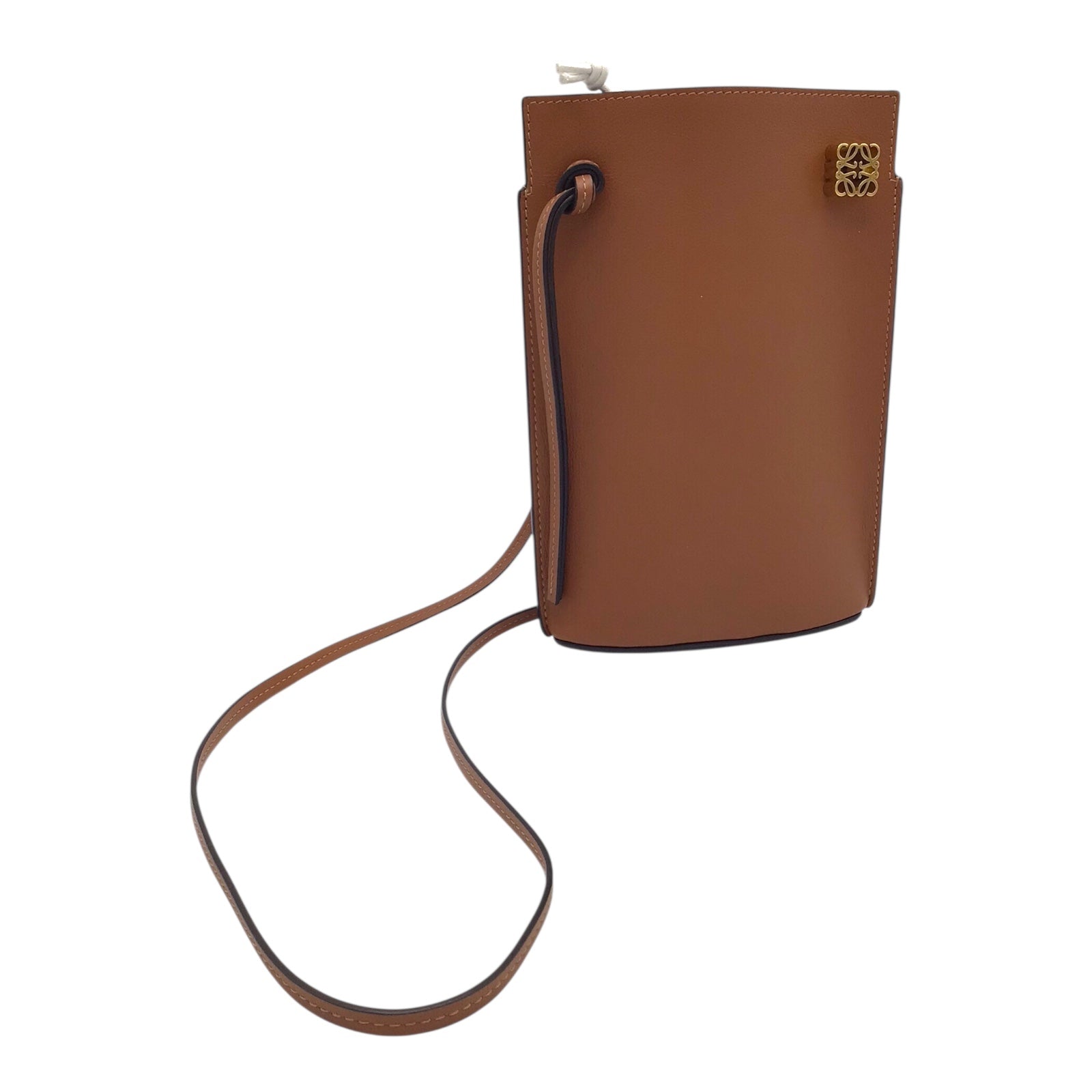 Loewe “Dice” Pocket Bag in Gold Calfskin Leather – Anagram Logo, Crossbody Style, With Dust Bag