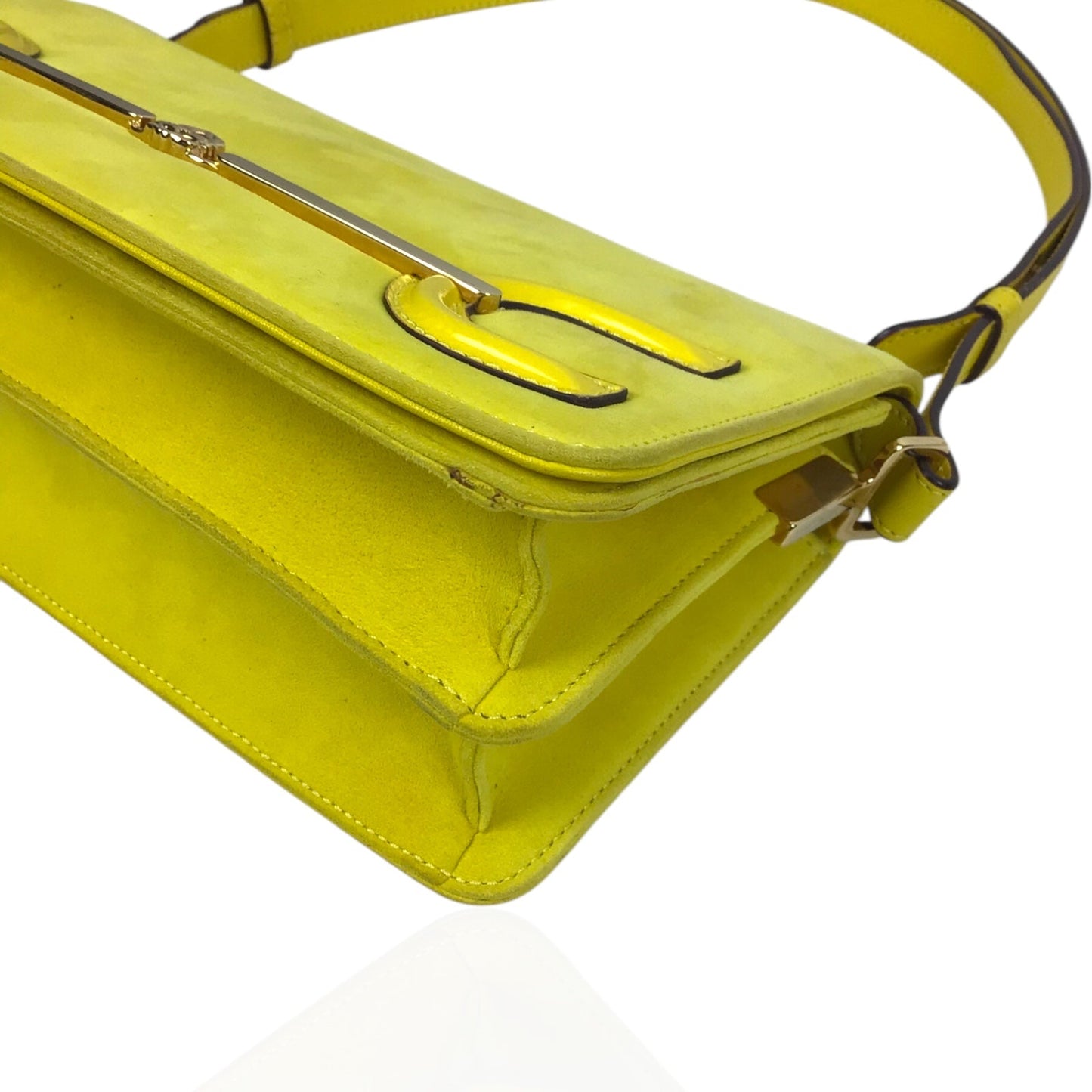 Loewe Limited Edition Mila Bag in Yellow Suede and Leather Trim