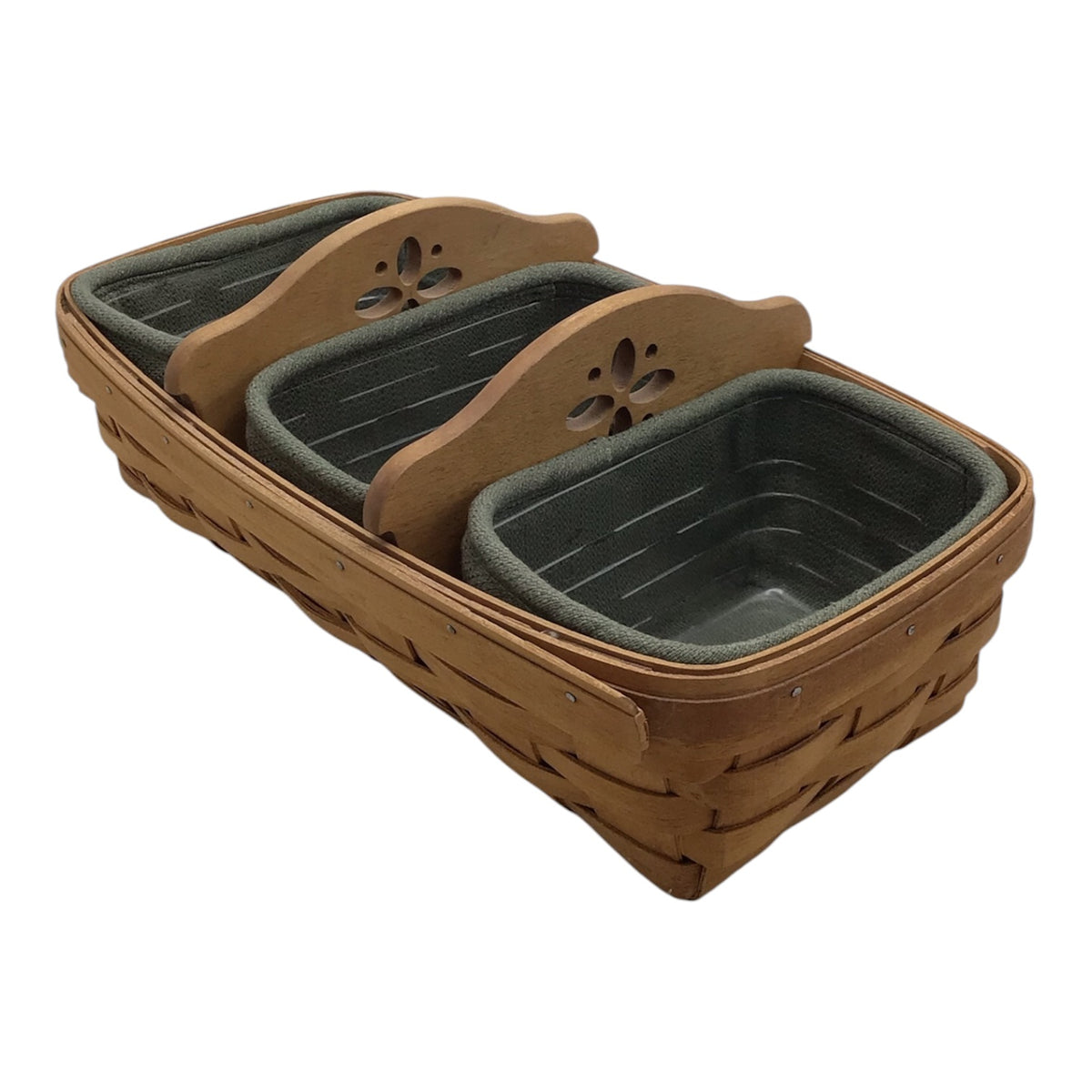 Longaberger Bread Basket w/ Dividers, Liners, & Plastic Protectors