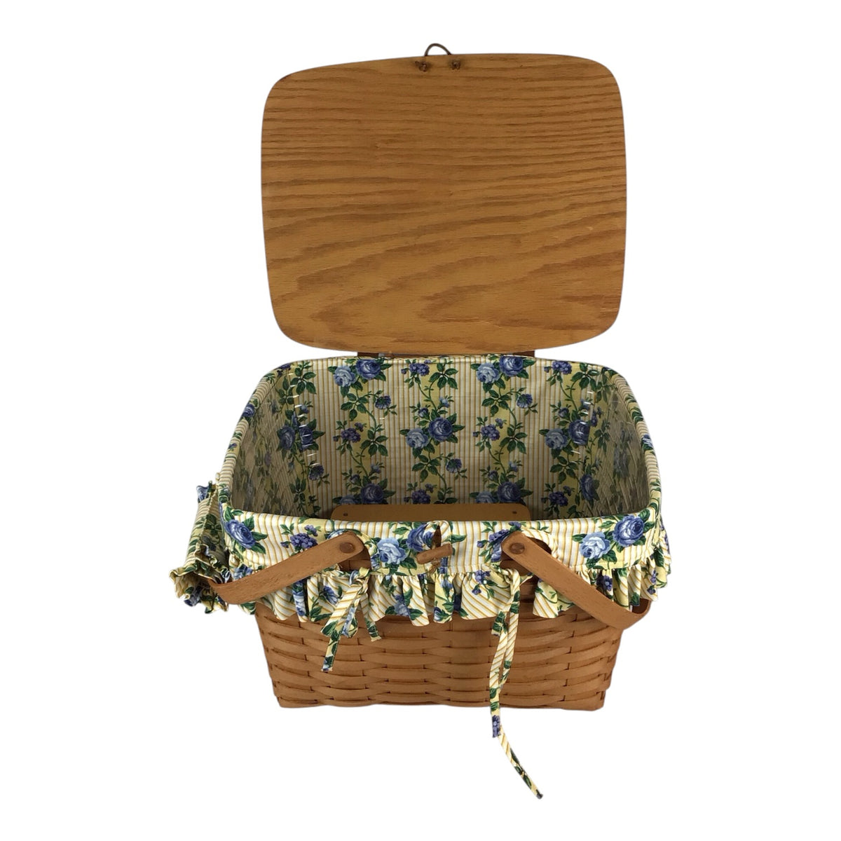 Longaberger Large Picnic Basket w/ Liner, Protector, Insert & Handle Wrap