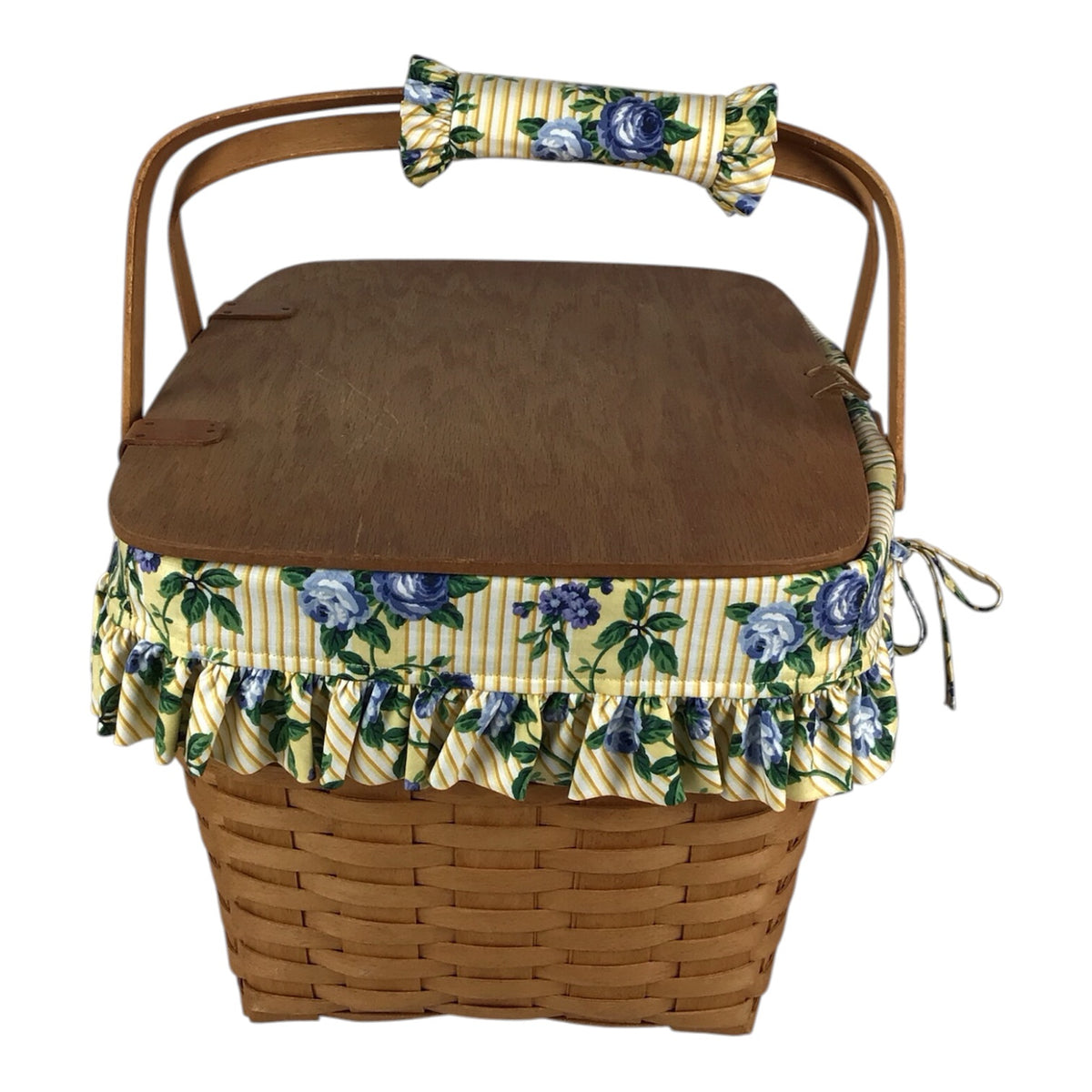 Longaberger Large Picnic Basket w/ Liner, Protector, Insert & Handle Wrap