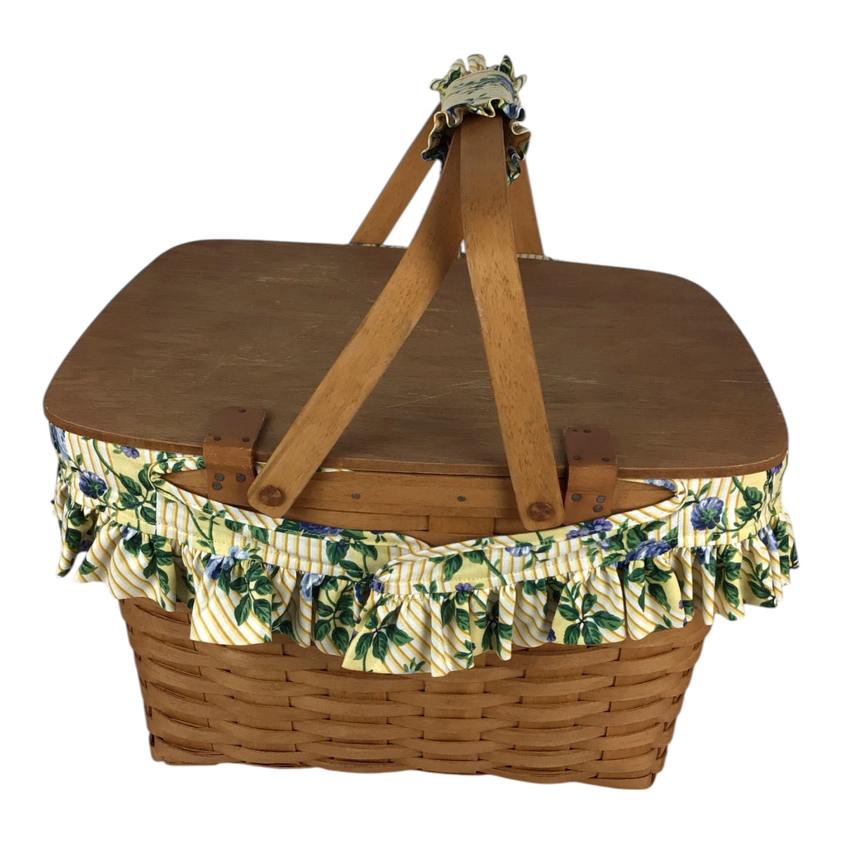 Longaberger Large Picnic Basket w/ Liner, Protector, Insert & Handle Wrap