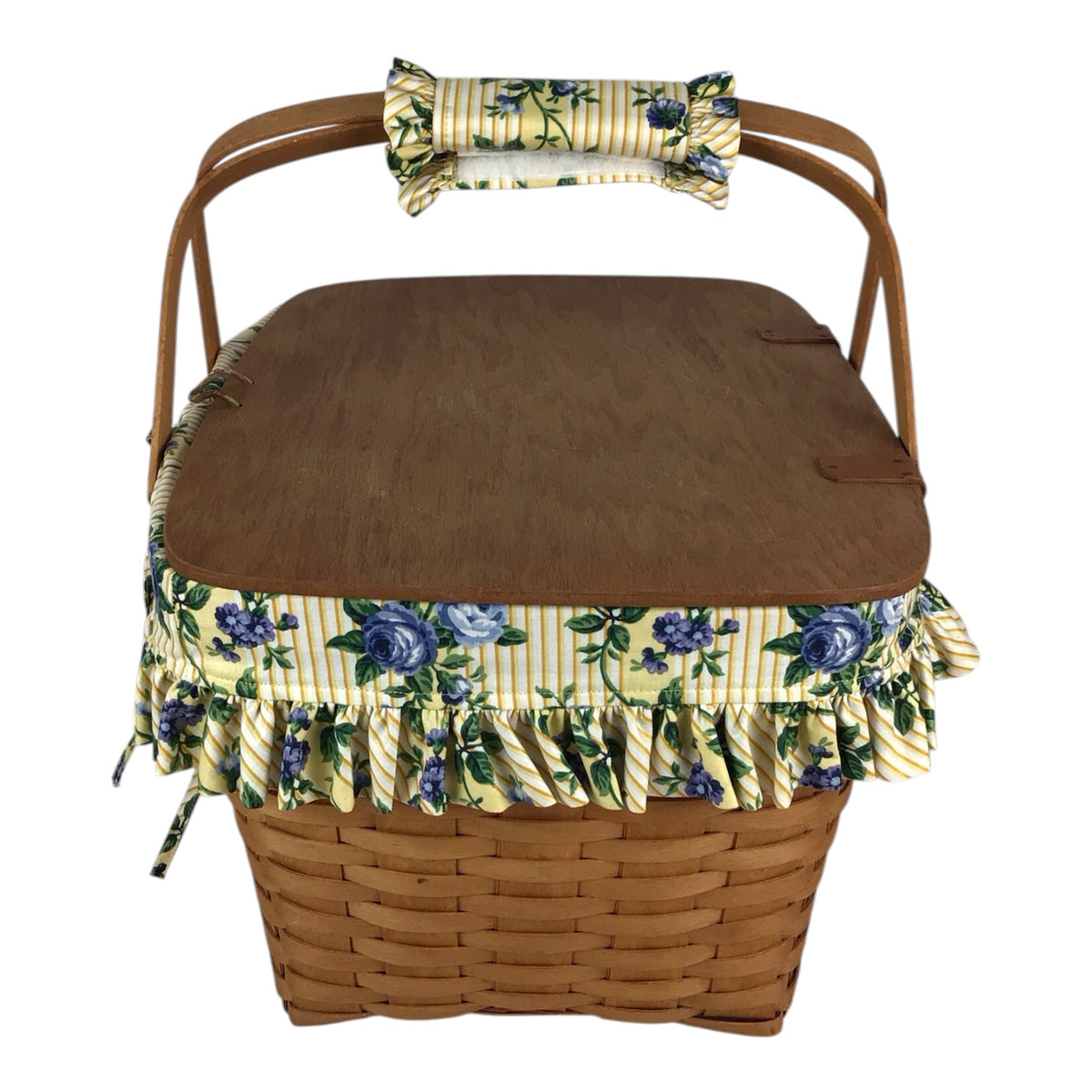 Longaberger Large Picnic Basket w/ Liner, Protector, Insert & Handle Wrap