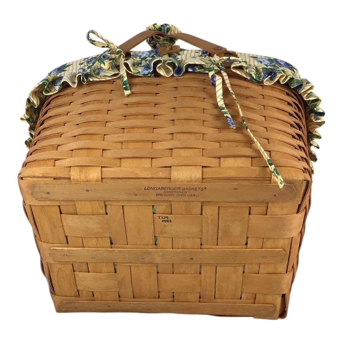 Longaberger Large Picnic Basket w/ Liner, Protector, Insert & Handle Wrap