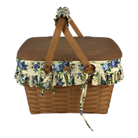 Longaberger Large Picnic Basket w/ Liner, Protector, Insert & Handle Wrap