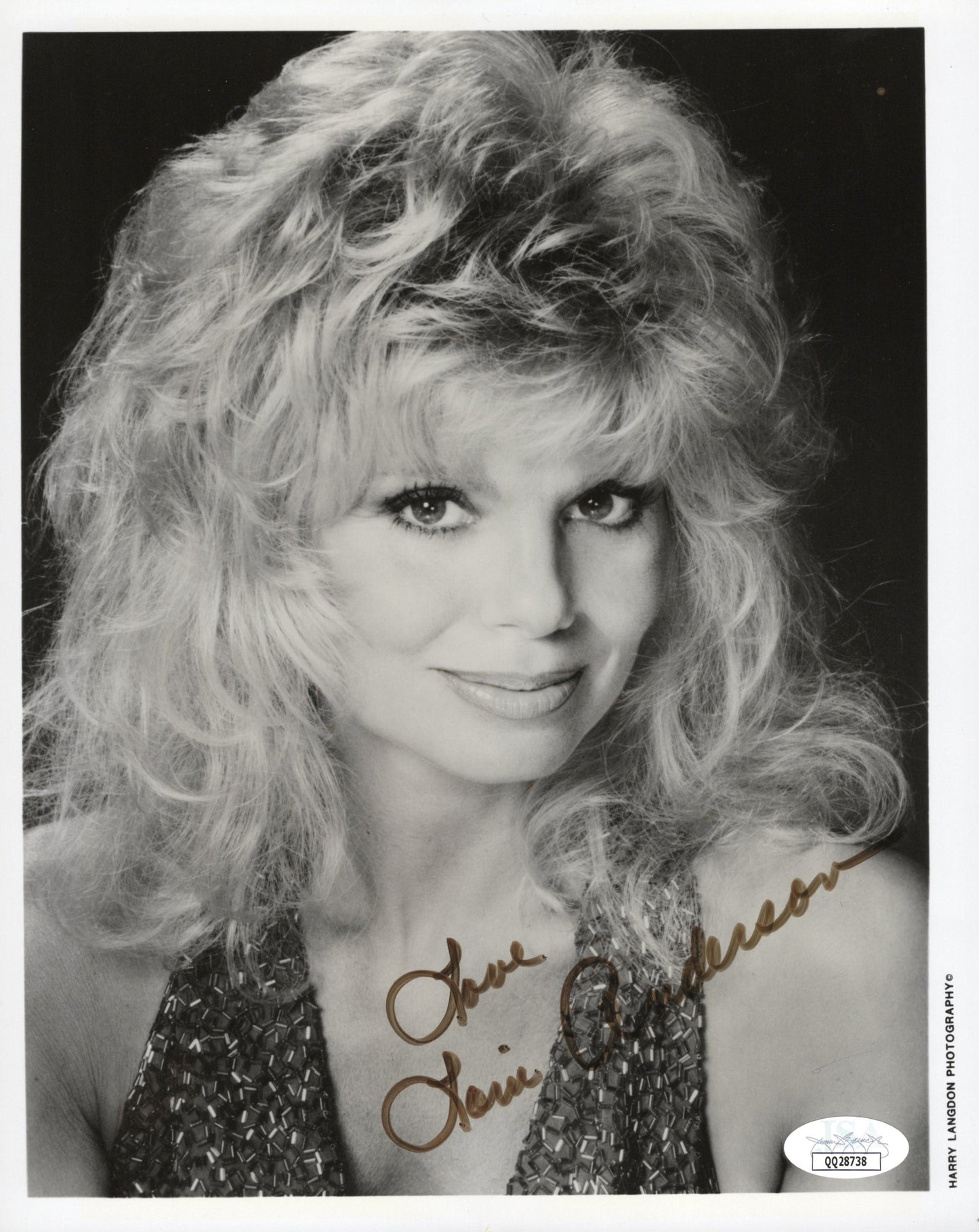 Loni Anderson Signed B&W Photo 8x10, JSA Certified Authentic QQ28738