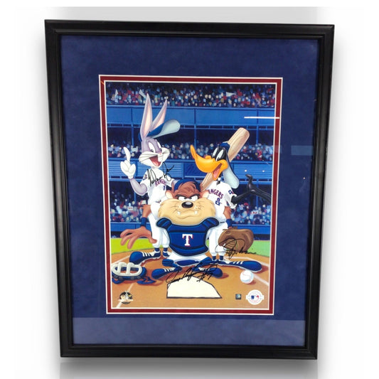 Looney Tunes At the Plate Rangers Limited Edition Art Signed Nolan Ryan, Pudge and Palmeiro