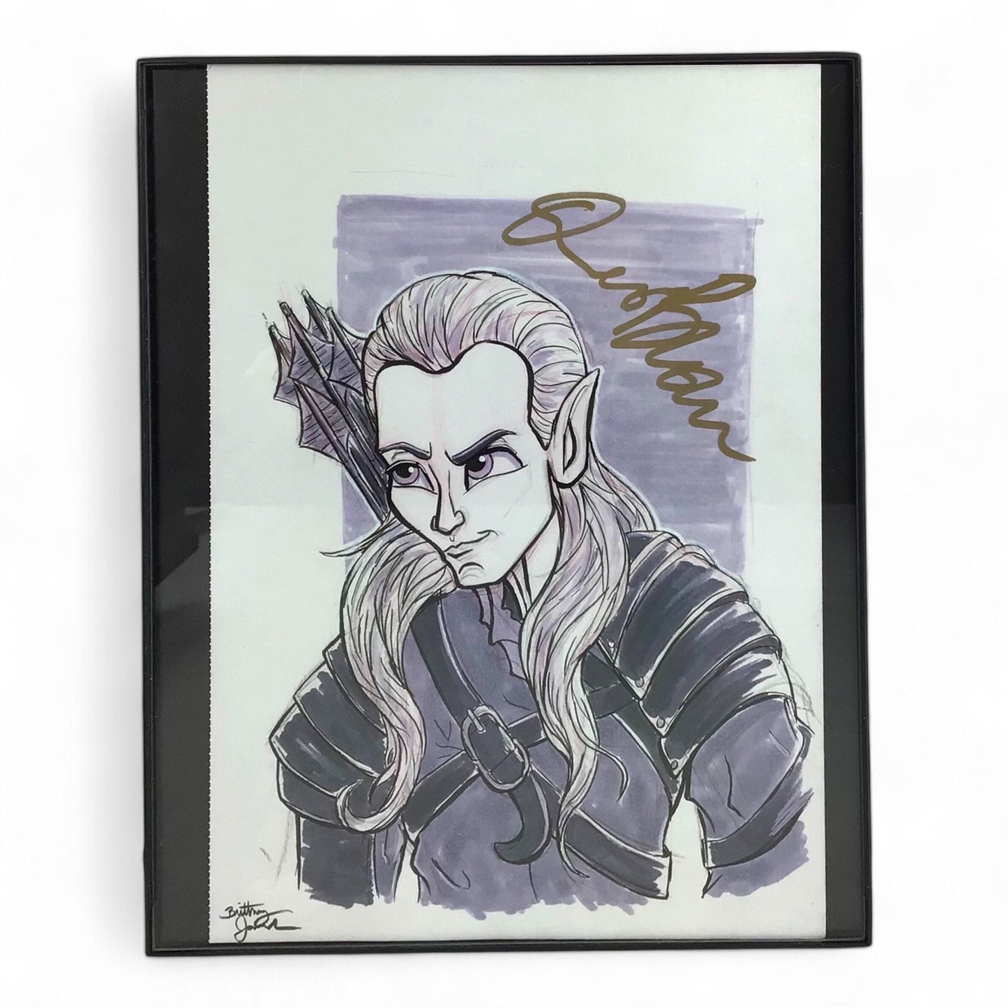 Lord of the Rings Caricature of Legolas Signed by Orlando Bloom JSA Certified