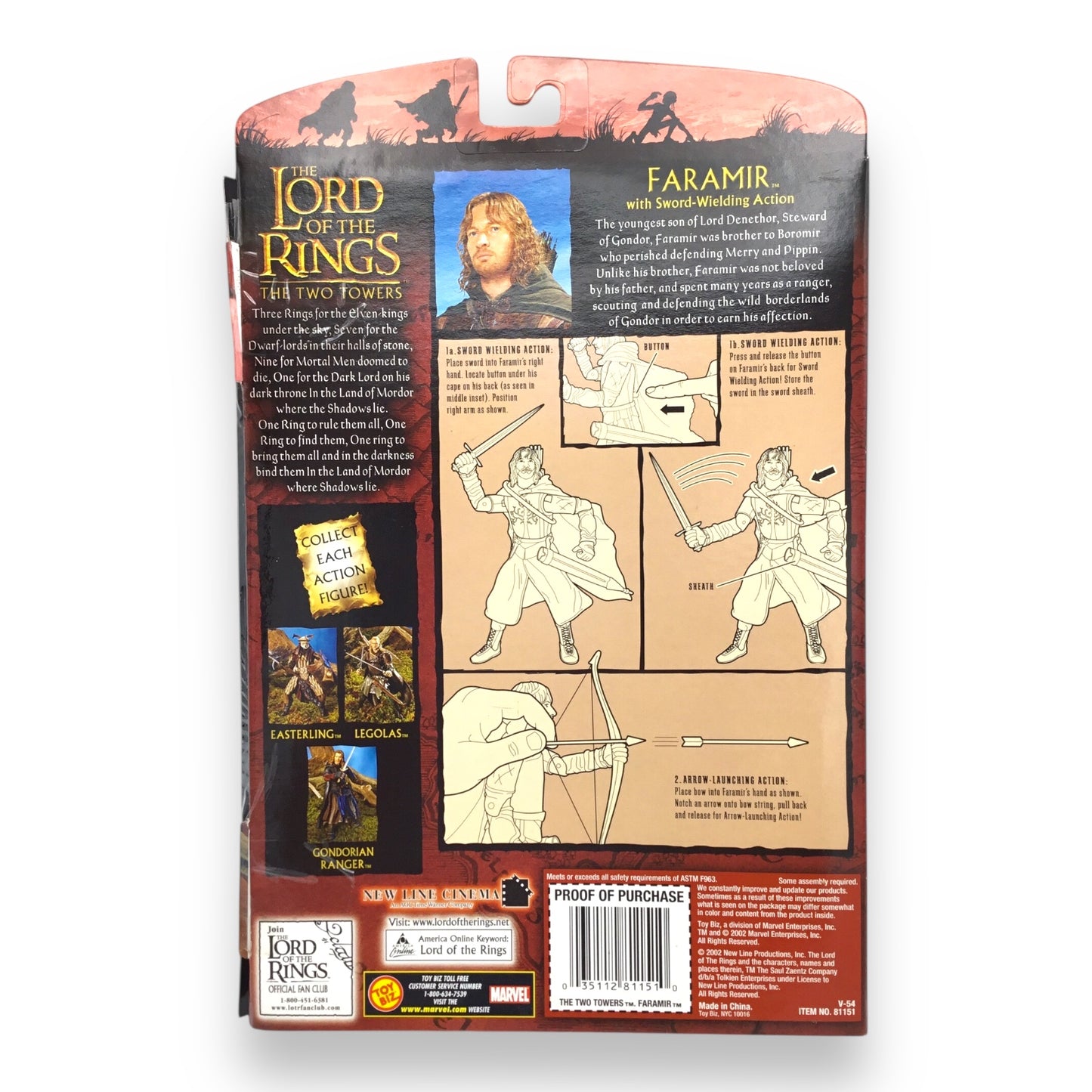 Lord of the Rings Faramir with Sword-Wielding Action (Toy Biz, 2002, New in Box)