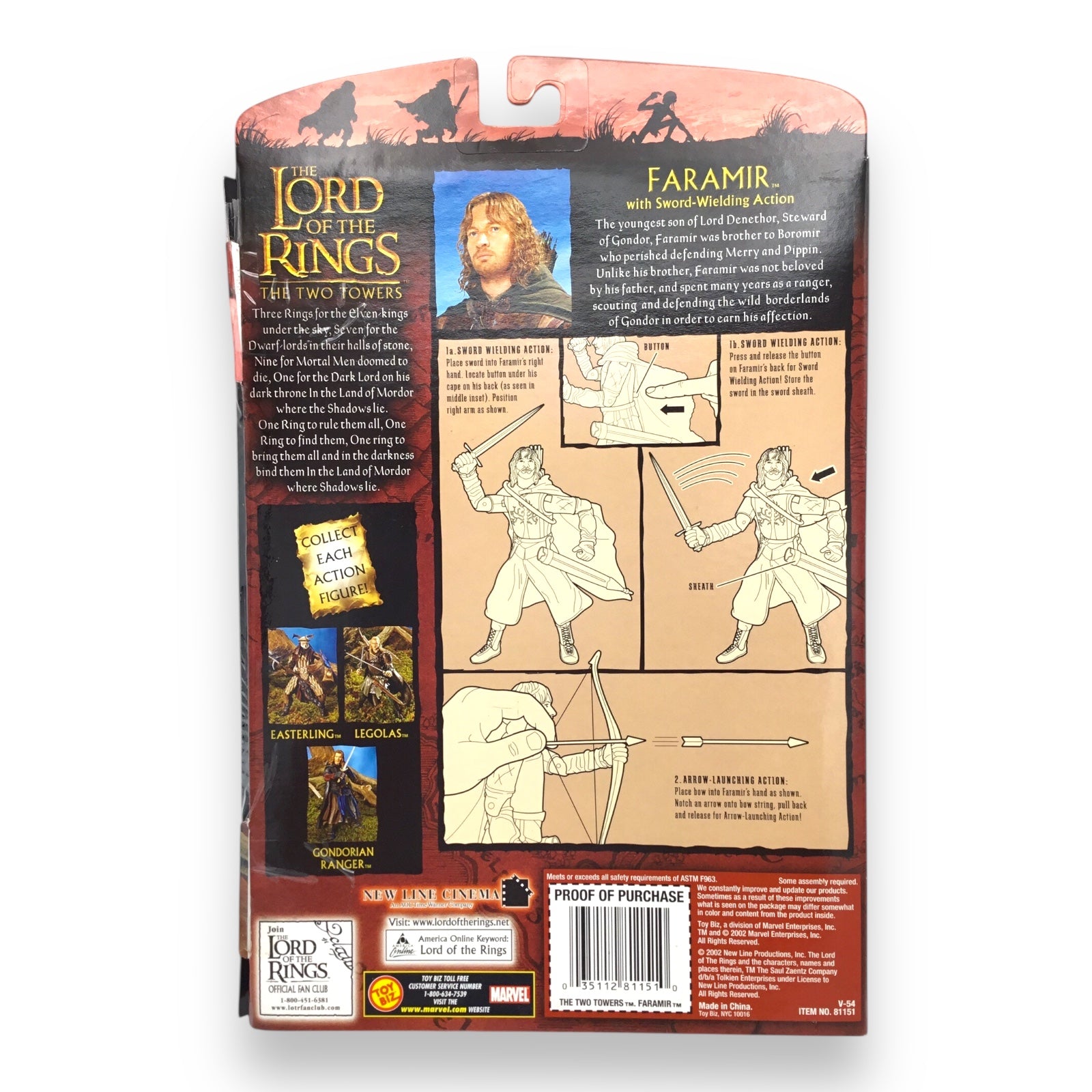 Lord of the Rings Faramir with Sword-Wielding Action (Toy Biz, 2002, New in Box)