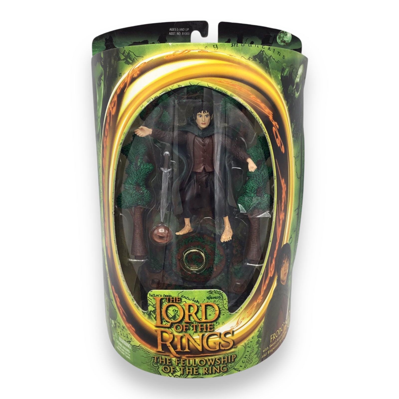 Lord of the Rings Fellowship of the Ring – Frodo with Sword-Attack Action & Ringwraith Reveal Base (Toy Biz, 2001, New in Box)